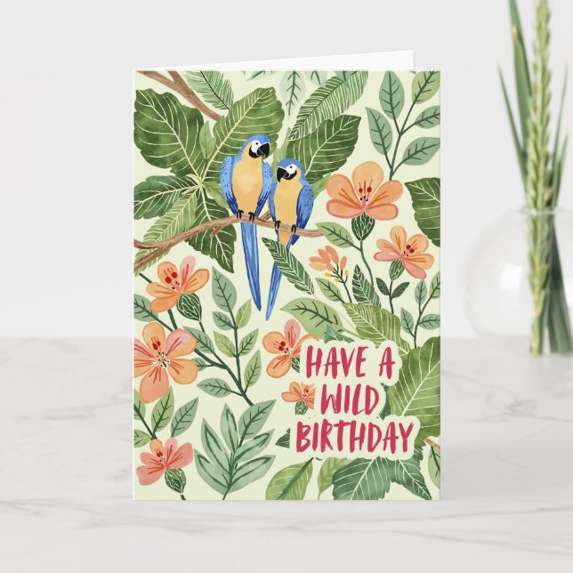 Wild Macaw Jungle Birthay Card Feiertagskarte (Vorderseite)