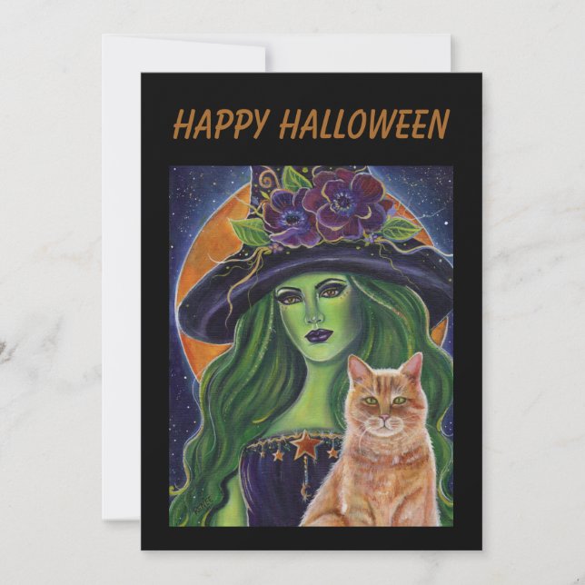 Wild Magic Halloween Hexe und Katze von Renee Lavo Save The Date (Vorderseite)