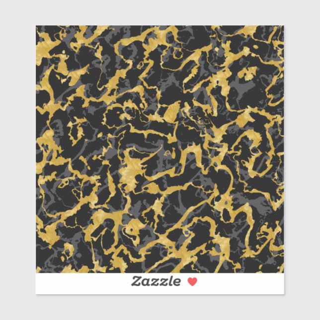 Wild Marmor 8 - Schwarz und Gold, Grau Aufkleber (Blatt)