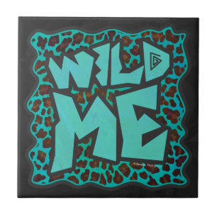 Wild Me Brown und Aquamarin Leopard Design Fliese