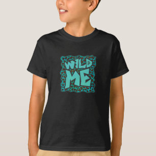 Wild Me Brown und Aquamarin Leopard Design T-Shirt