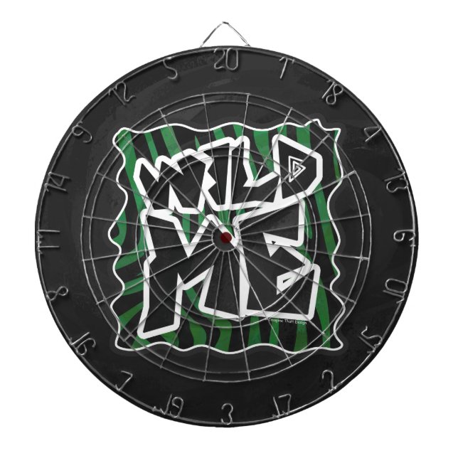 Wild Me Green and Black Zebra Pattern Dartscheibe (vorne)
