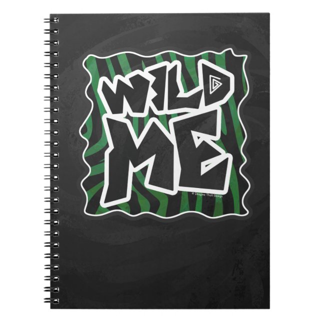 Wild Me Green and Black Zebra Pattern Notizblock (Vorderseite)