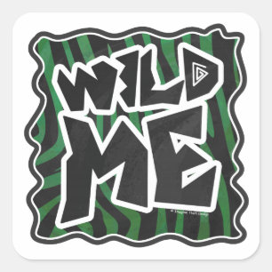 Wild Me Green and Black Zebra Pattern Quadratischer Aufkleber