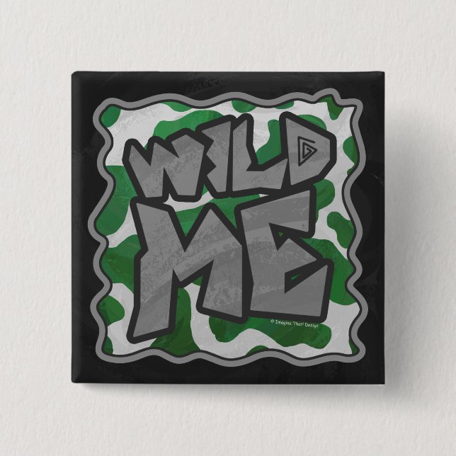 Wild Me Kuh Grün und Weiß Button (Vorderseite)