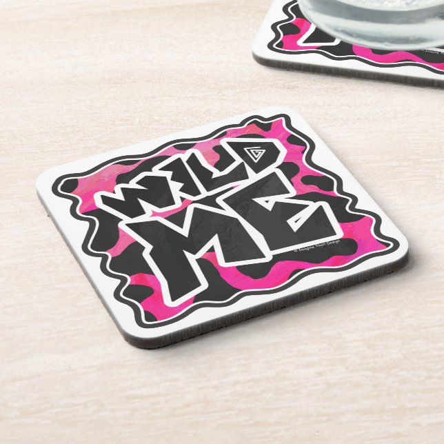 Wild-Me-Kuh rosa und weiß Getränkeuntersetzer (Linke Seite)