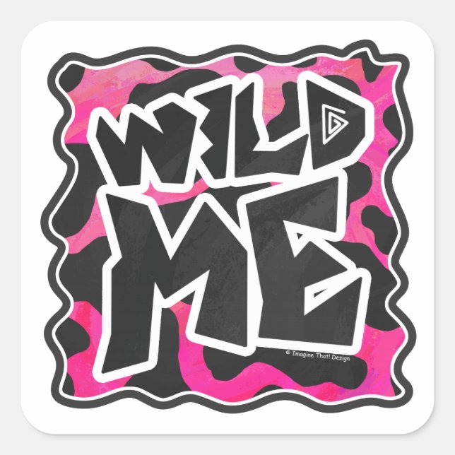 Wild-Me-Kuh rosa und weiß Quadratischer Aufkleber (Vorderseite)