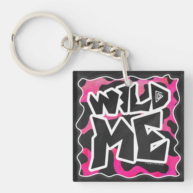 Wild-Me-Kuh rosa und weiß Schlüsselanhänger (Vorderseite)
