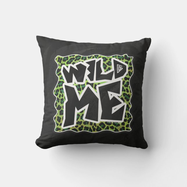 Wild Me Leopard Black and Green Design Kissen (Vorderseite)