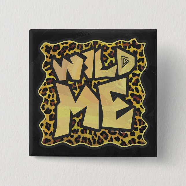 Wild Me Leopard Brown und Gelb Print Button (Vorderseite)
