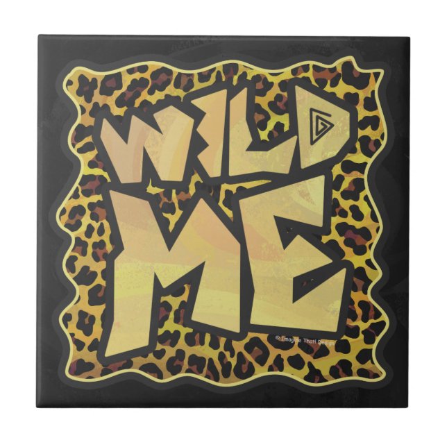 Wild Me Leopard Brown und Gelb Print Fliese (Vorderseite)