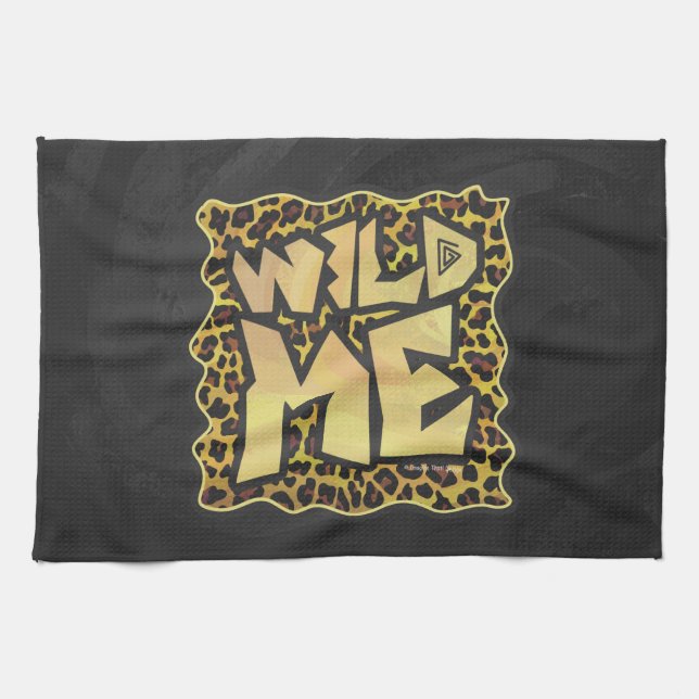 Wild Me Leopard Brown und Gelb Print Geschirrtuch (Horizontal)