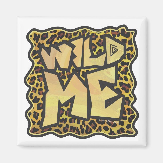 Wild Me Leopard Brown und Gelb Print Magnet (Vorne)