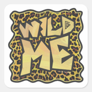 Wild Me Leopard Brown und Gelb Print Quadratischer Aufkleber