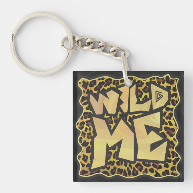 Wild Me Leopard Brown und Gelb Print Schlüsselanhänger (Vorderseite)