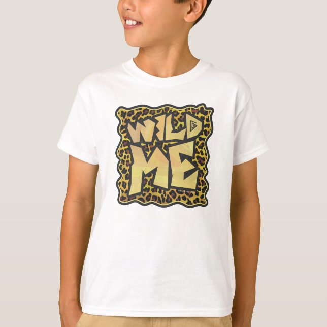 Wild Me Leopard Brown und Gelb Print T-Shirt (Vorderseite)