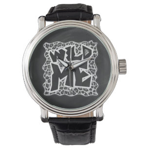 Wild Me Leopard Weiß und Schwarz Armbanduhr