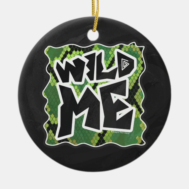 Wild Me Schlange Schwarz und Grün Keramik Ornament (Vorne)