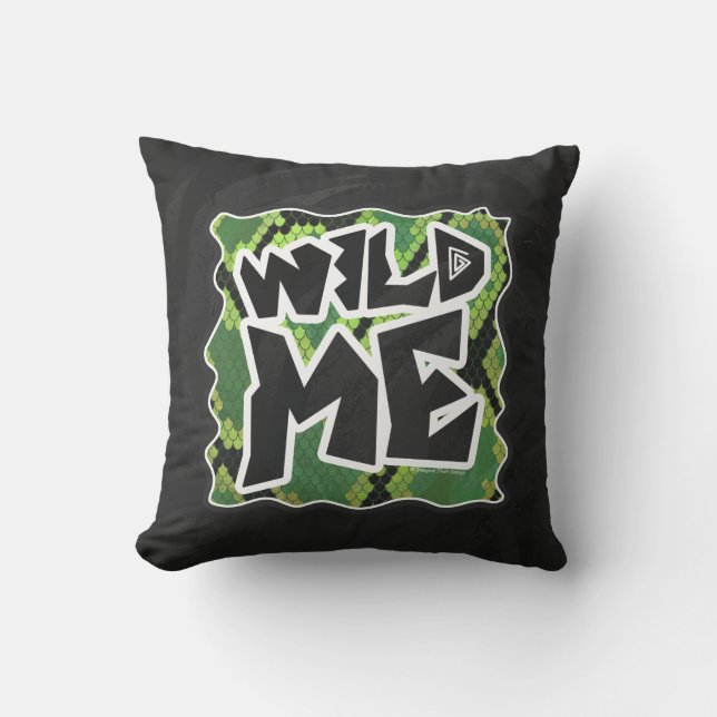 Wild Me Schlange Schwarz und Grün Kissen (Vorderseite)
