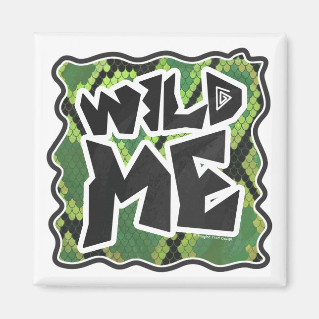 Wild Me Schlange Schwarz und Grün Magnet (Vorne)