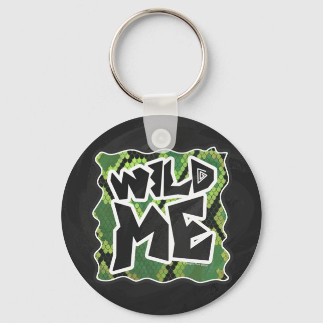 Wild Me Schlange Schwarz und Grün Schlüsselanhänger (Vorderseite)
