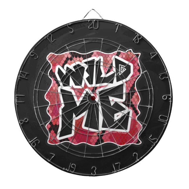 Wild Me Schlange Schwarz und Rot Print Dartscheibe (vorne)