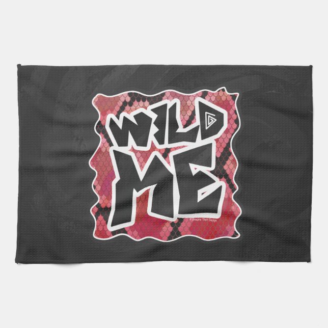 Wild Me Schlange Schwarz und Rot Print Handtuch (Horizontal)