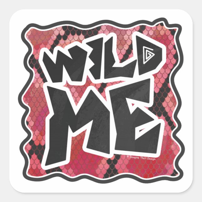 Wild Me Schlange Schwarz und Rot Print Quadratischer Aufkleber (Vorderseite)