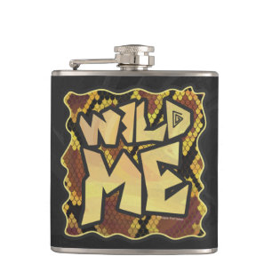 Wild Me Snake Brown and Gold Print Flachmann