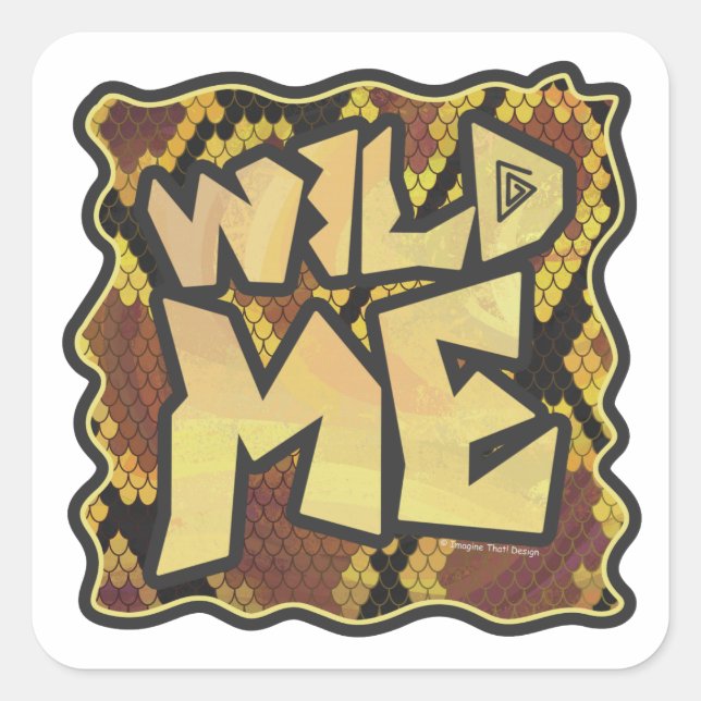 Wild Me Snake Brown and Gold Print Quadratischer Aufkleber (Vorderseite)