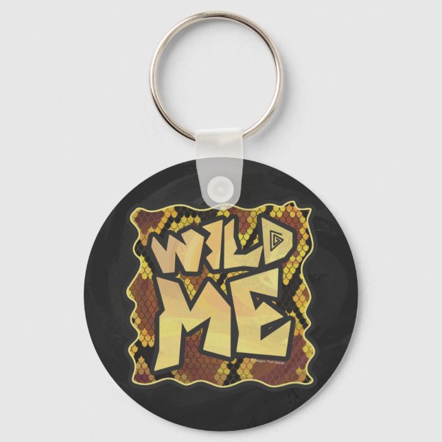 Wild Me Snake Brown and Gold Print Schlüsselanhänger (Vorderseite)