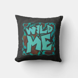 Wild Me Snake Brown und Aquamarin Print Kissen