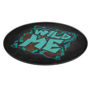 Wild Me Snake Brown und Aquamarin Print Schneidebrett