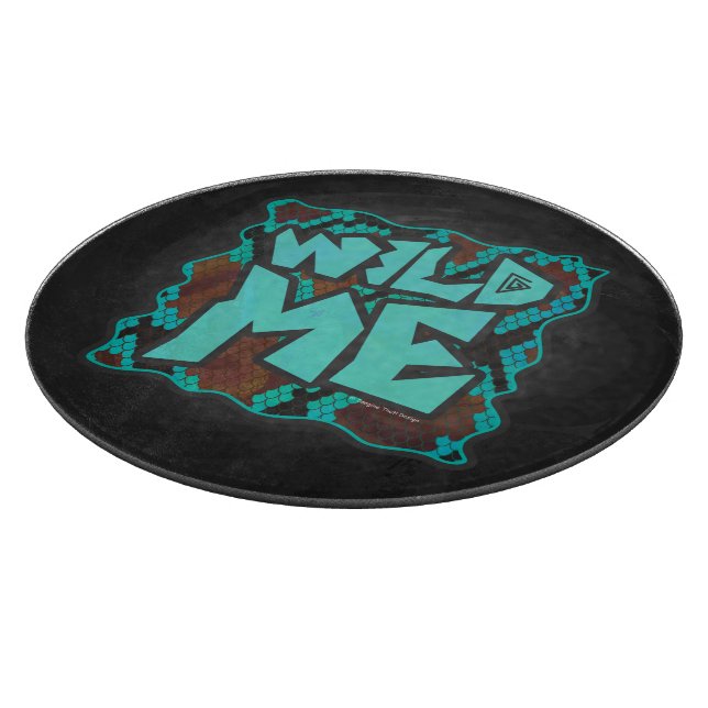 Wild Me Snake Brown und Aquamarin Print Schneidebrett (Ecke)