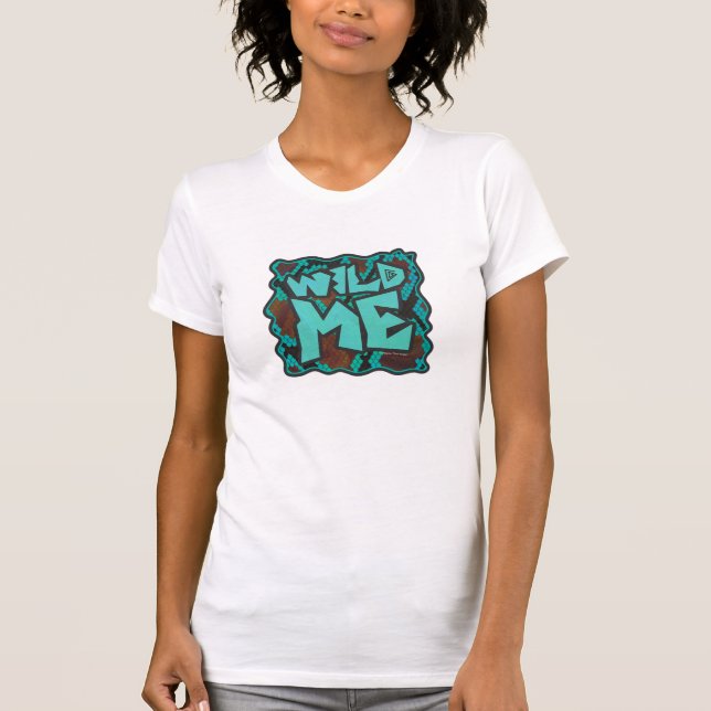 Wild Me Snake Brown und Aquamarin Print T-Shirt (Vorderseite)
