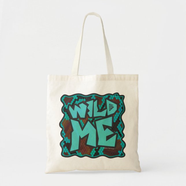 Wild Me Snake Brown und Aquamarin Print Tragetasche (Vorne)