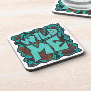 Wild Me Snake Brown und Aquamarin Print Untersetzer