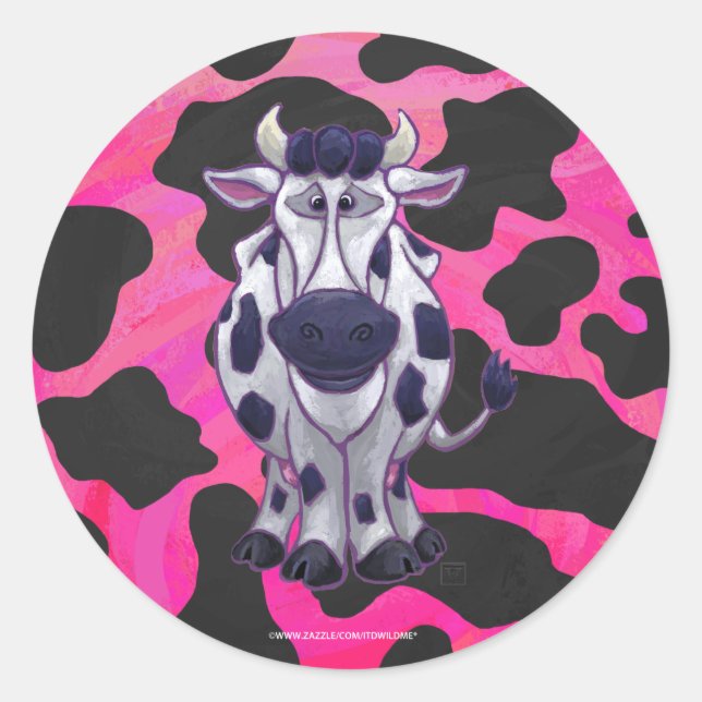 Wild Me Tiger Black and Pink Runder Aufkleber (Vorderseite)