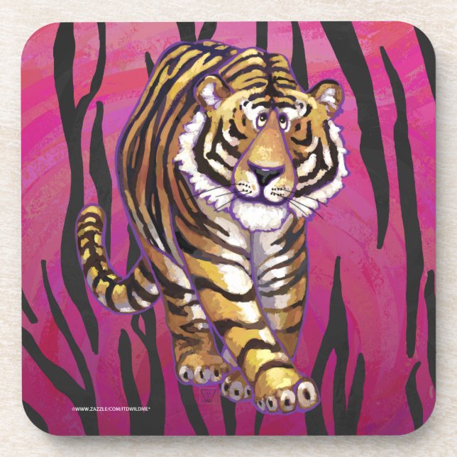Wild Me Tiger Black and Pink Untersetzer (Vorderseite)