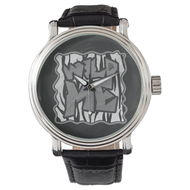 Wild Me Tiger Black and White Print Armbanduhr (Vorderseite)