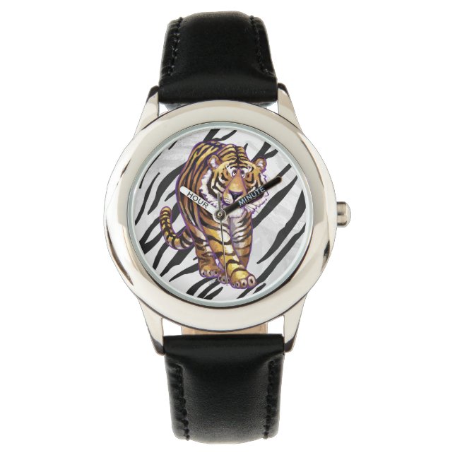 Wild Me Tiger Black and White Print Armbanduhr (Vorderseite)