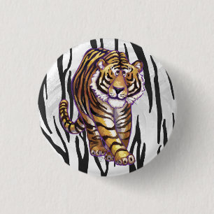 Wild Me Tiger Black and White Print Button