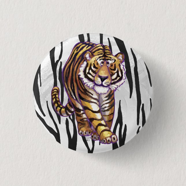 Wild Me Tiger Black and White Print Button (Vorderseite)