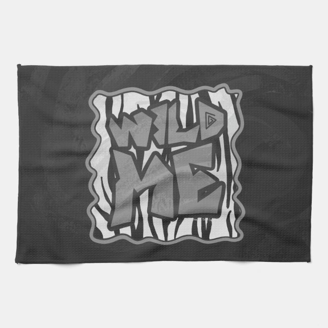 Wild Me Tiger Black and White Print Geschirrtuch (Horizontal)