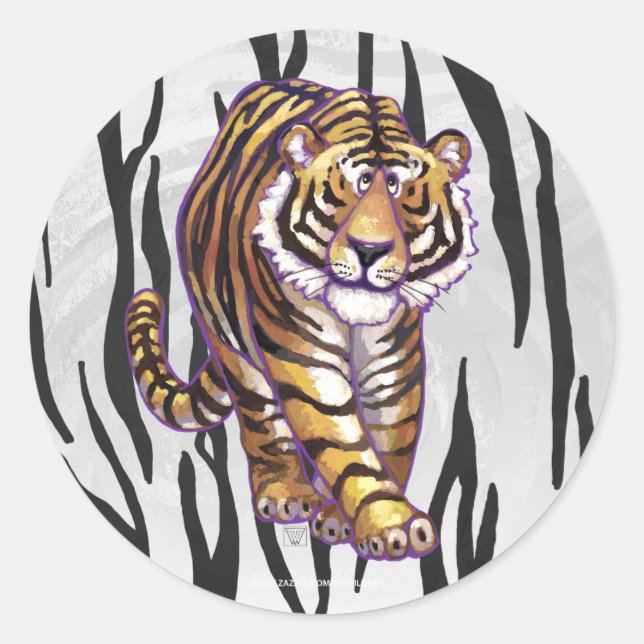 Wild Me Tiger Black and White Print Runder Aufkleber (Vorderseite)