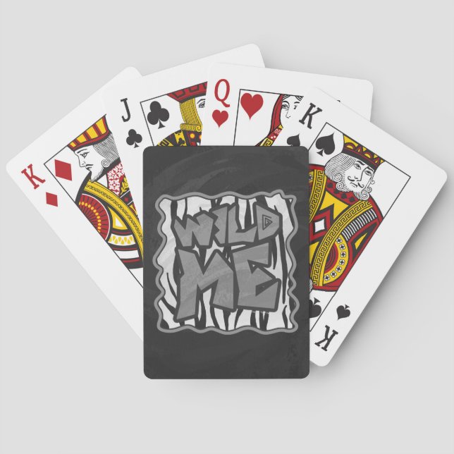 Wild Me Tiger Black and White Print Spielkarten (Rückseite)