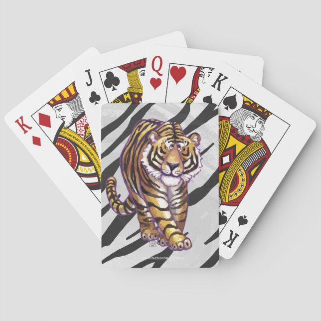 Wild Me Tiger Black and White Print Spielkarten (Rückseite)