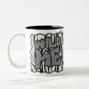 Wild Me Tiger Black and White Print Zweifarbige Tasse