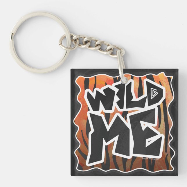 Wild Me Tiger Hot orange und Black Print Schlüsselanhänger (Vorderseite)