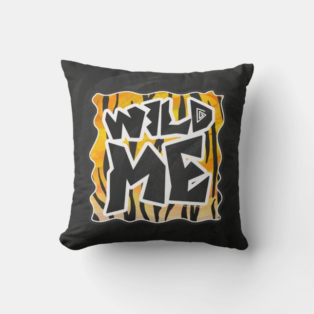 Wild Me Tiger Orange und Black Kissen (Vorderseite)